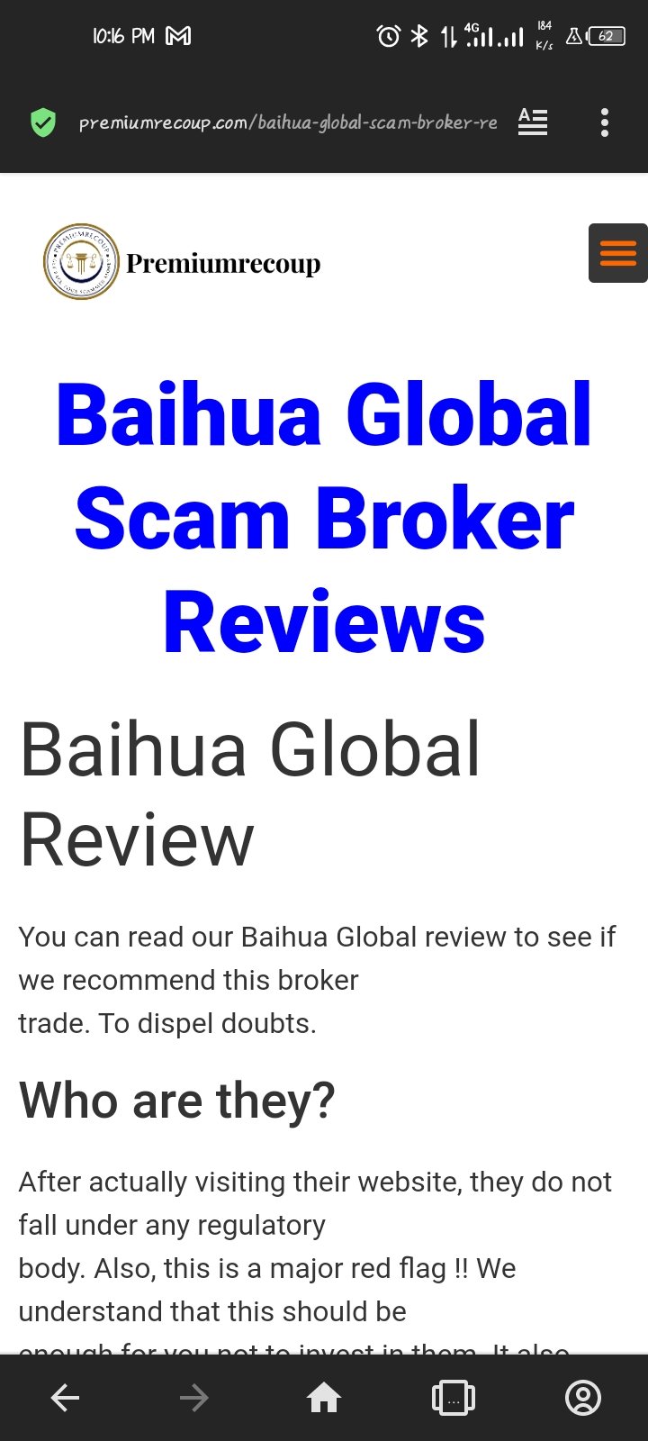 Baihua Global Reviews And how to Recover your money Back from Baihua Global scam